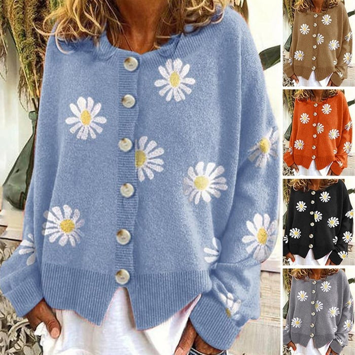 Angel | Warme Cardigan met Madeliefjes