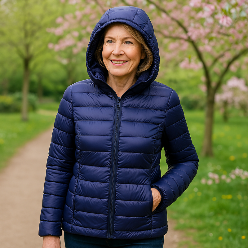 Astrid™ | Marineblauwe Jas met Capuchon