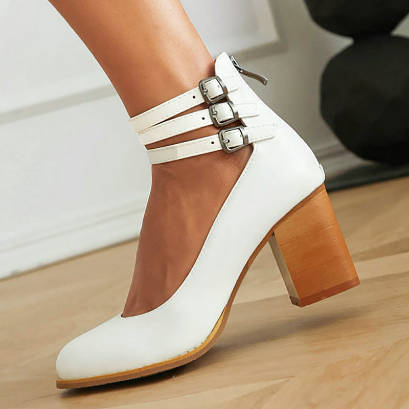Carlijn – Elegante Herfst Sandalen met Enkelband en Blokhak