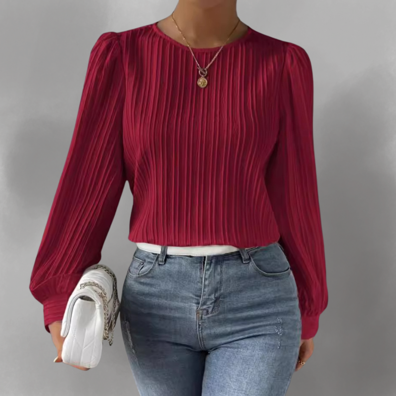 Carly – Geplooide blouse met lange mouwen