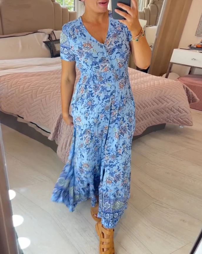 Sofia™ | Jurk met V-hals en bloemenprint
