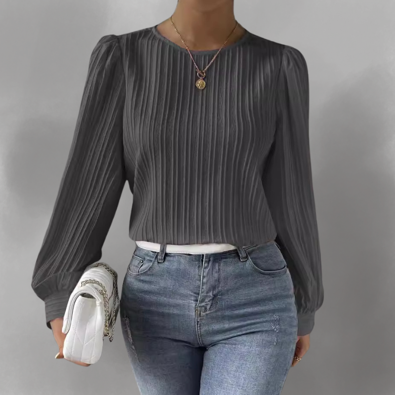 Carly – Geplooide blouse met lange mouwen