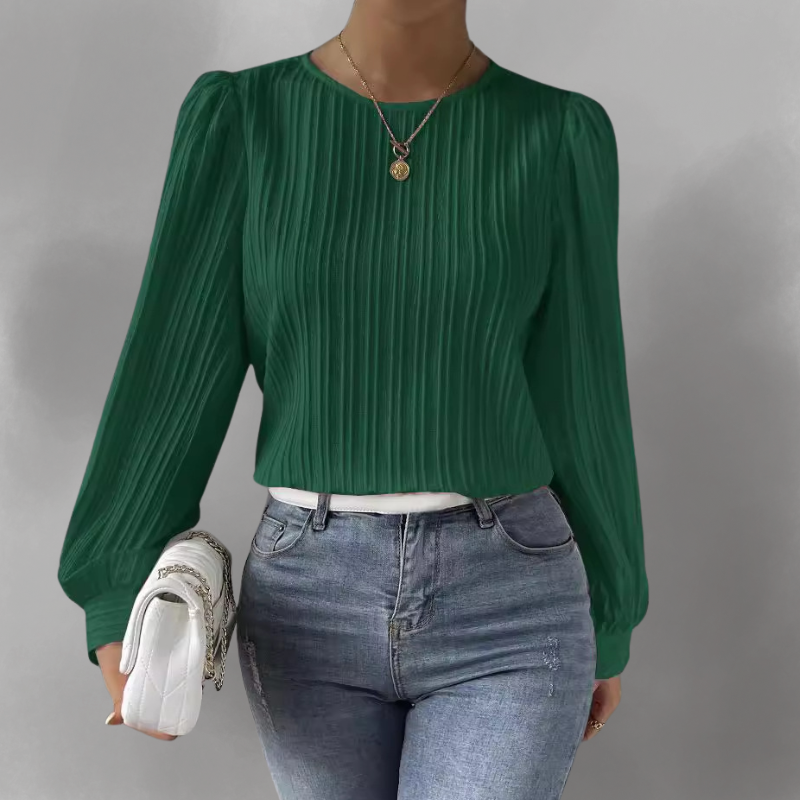 Carly – Geplooide blouse met lange mouwen