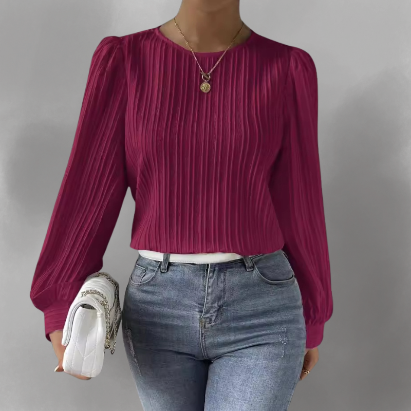 Carly – Geplooide blouse met lange mouwen