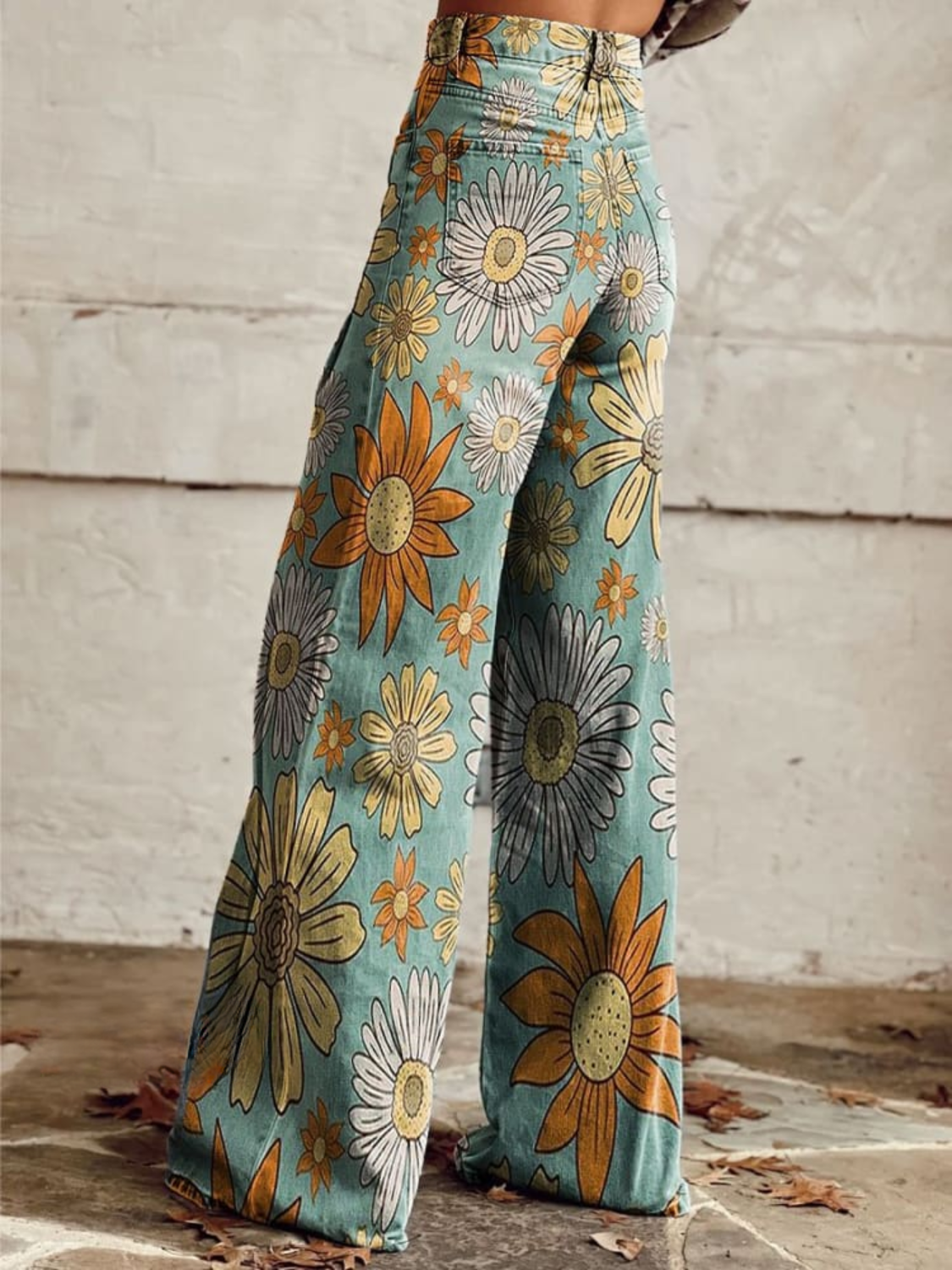 Sophie | Wijde Spijkerbroek met Festival Bloemenprint