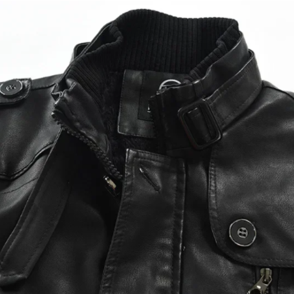 Stan | Elegante lange leren bikerjas