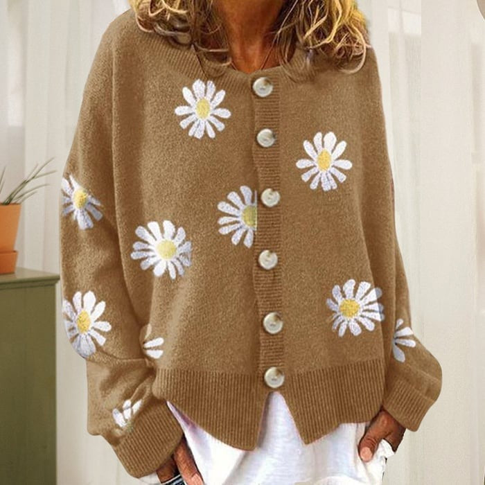 Angel | Warme Cardigan met Madeliefjes
