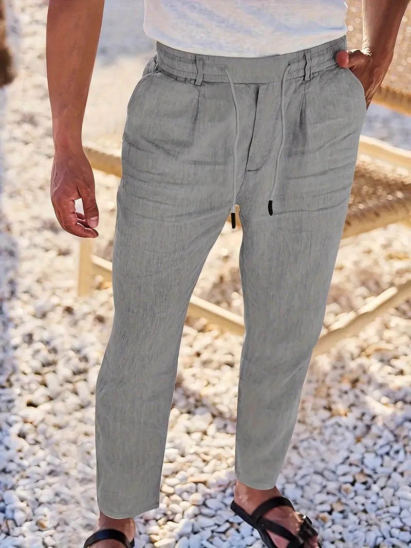 Van Der Waal™ | Linnen Broek met Trekkoord