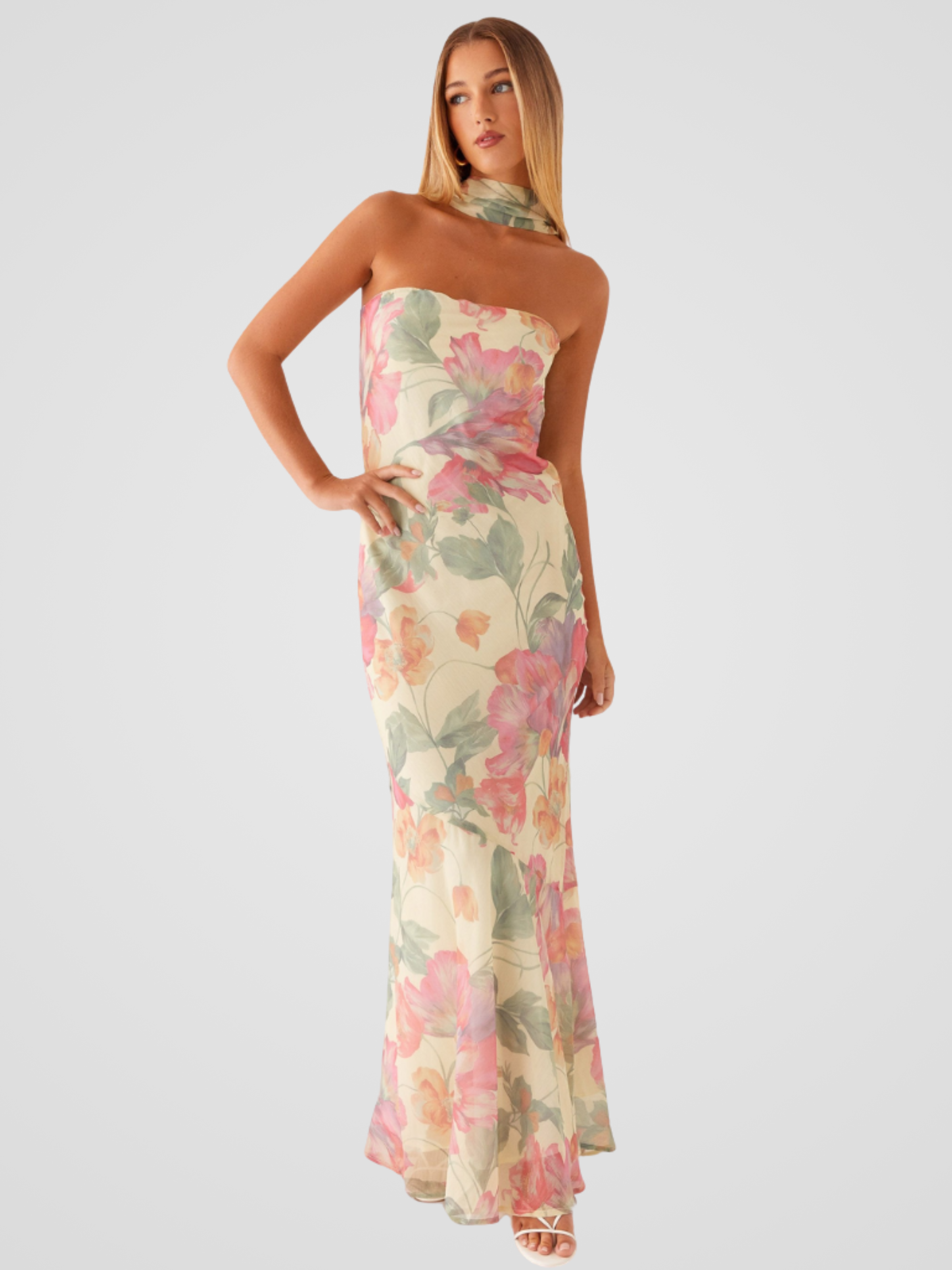 Aperti | Bandeau Jurk in Bloemen Chiffon