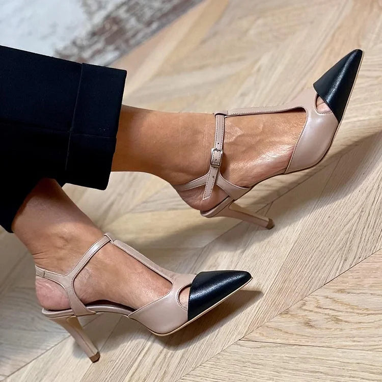 MIRELLA | Bicolor Elegante Décolleté met Rechte Punt voor een Verfijnde Stijl