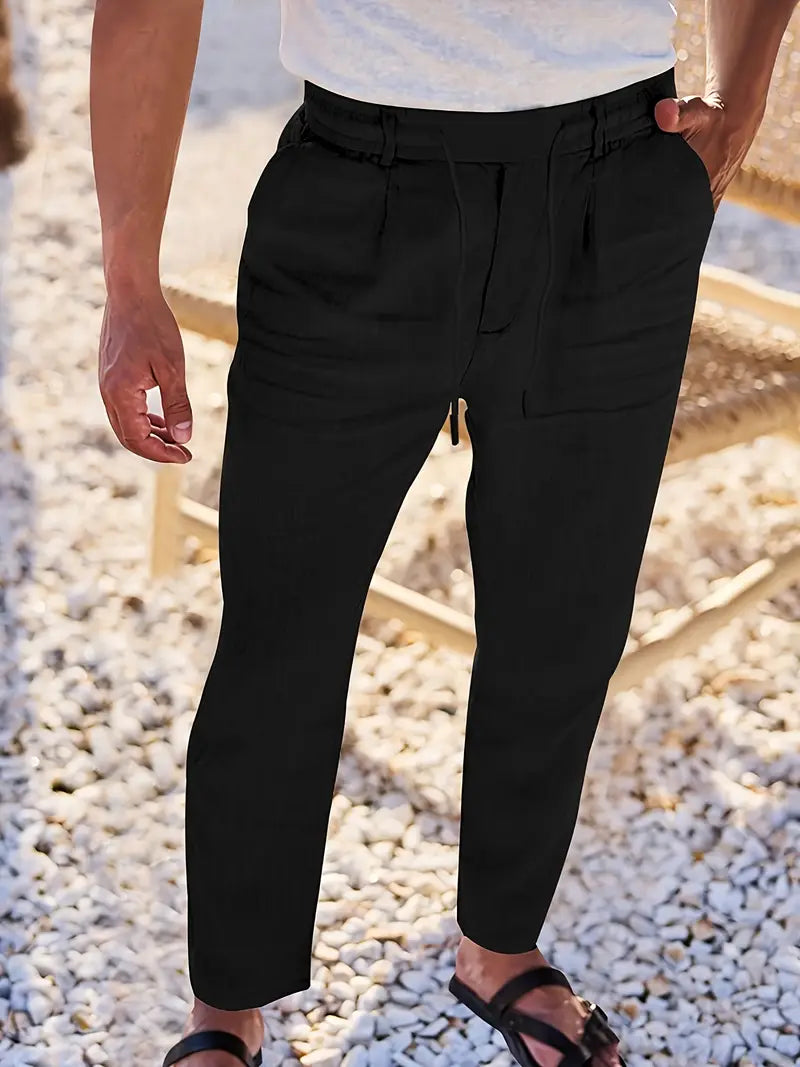Van Der Waal™ | Linnen Broek met Trekkoord