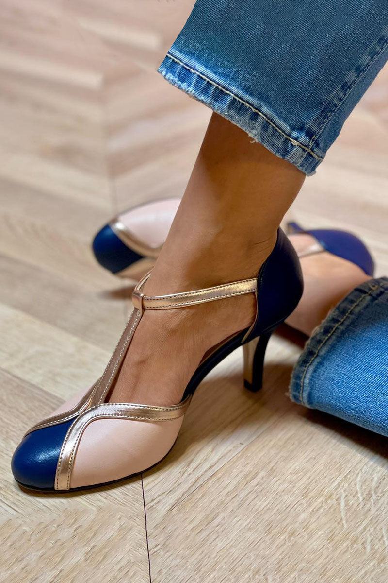 Alissa – Kleurrijke en Comfortabele Herfstpumps met T-Bandje en Ronde Neus