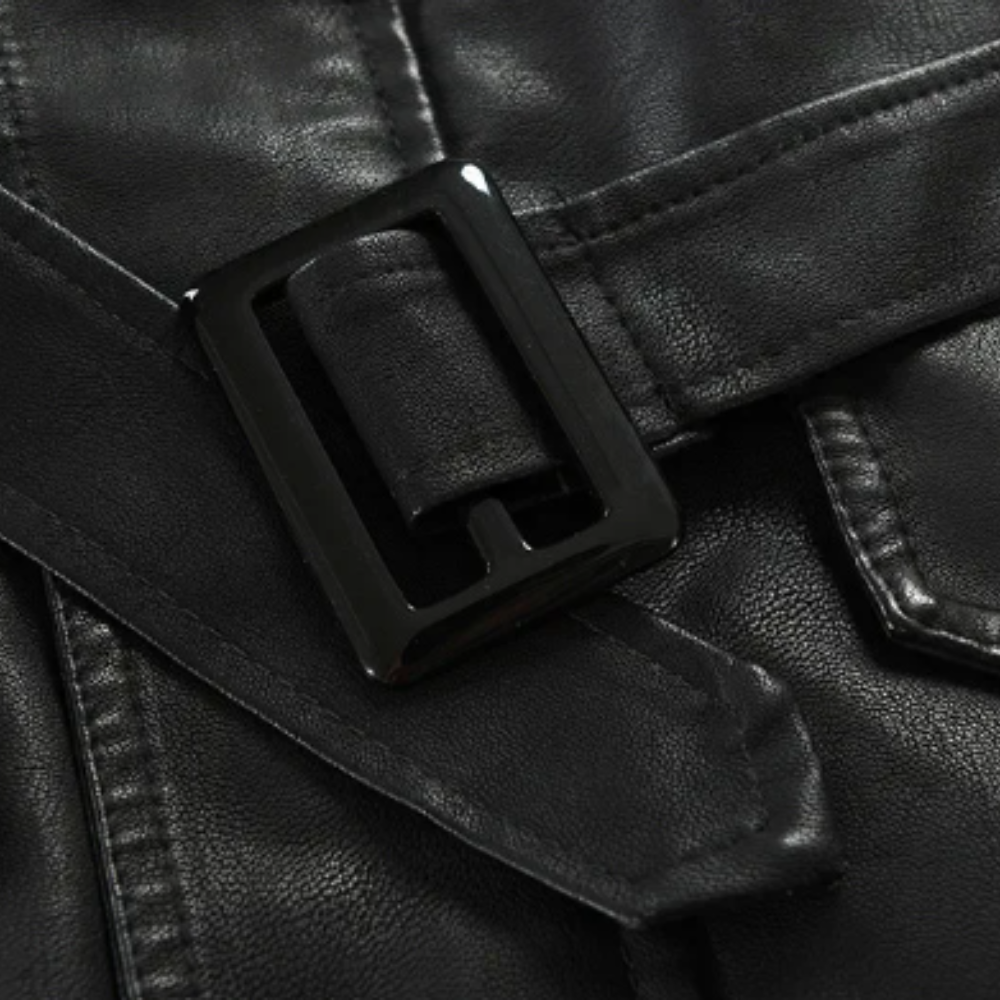 Stan | Elegante lange leren bikerjas