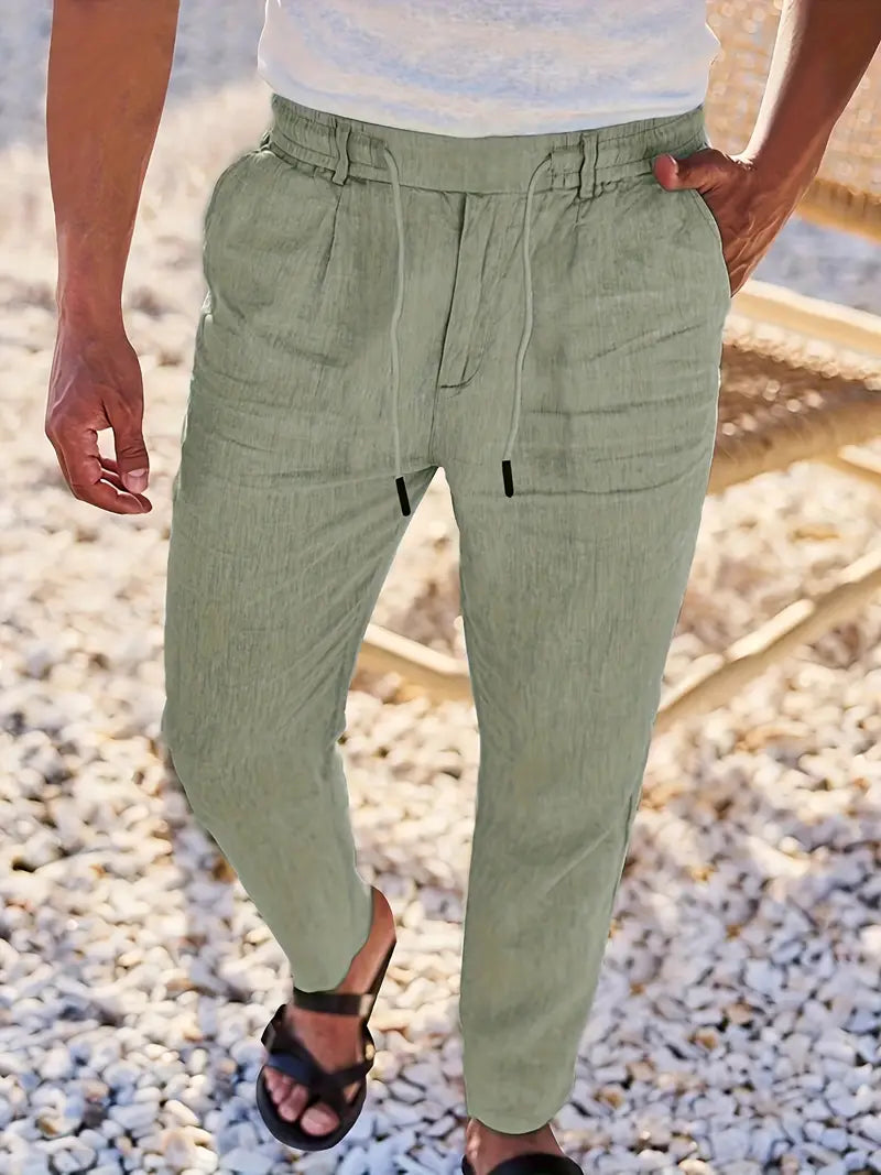 Van Der Waal™ | Linnen Broek met Trekkoord