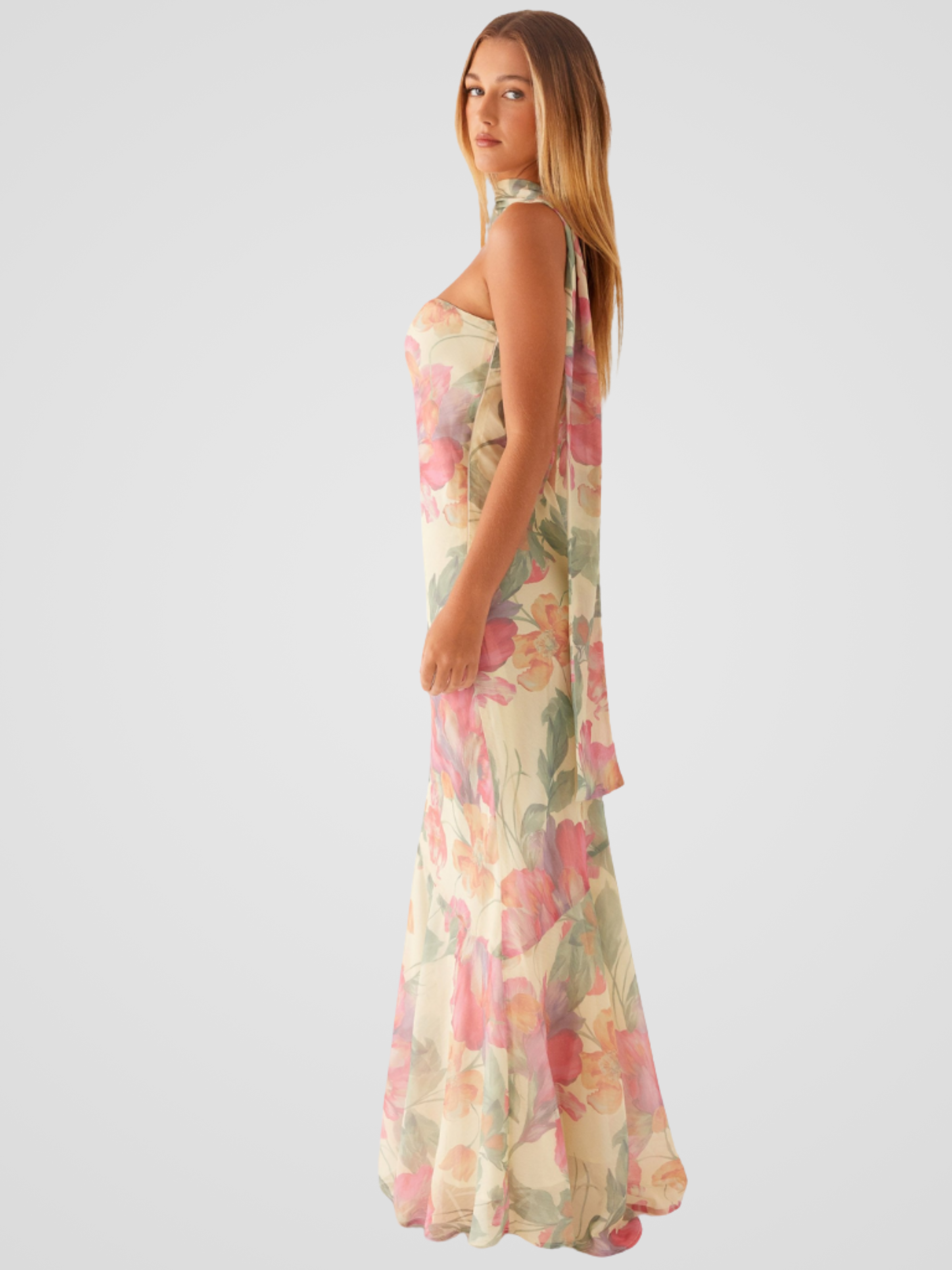 Aperti | Bandeau Jurk in Bloemen Chiffon