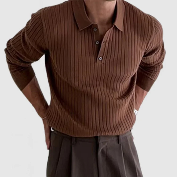 Adam - Poloshirt met lange mouwen voor heren met nekbescherming