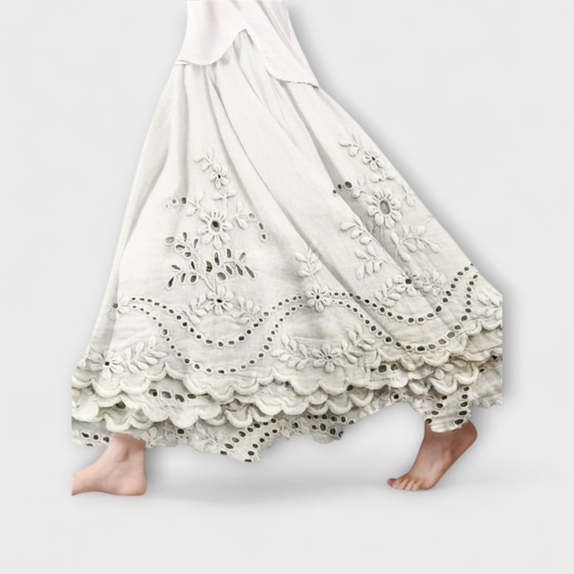 Luna – Boho Maxi Jurk met Borduursel