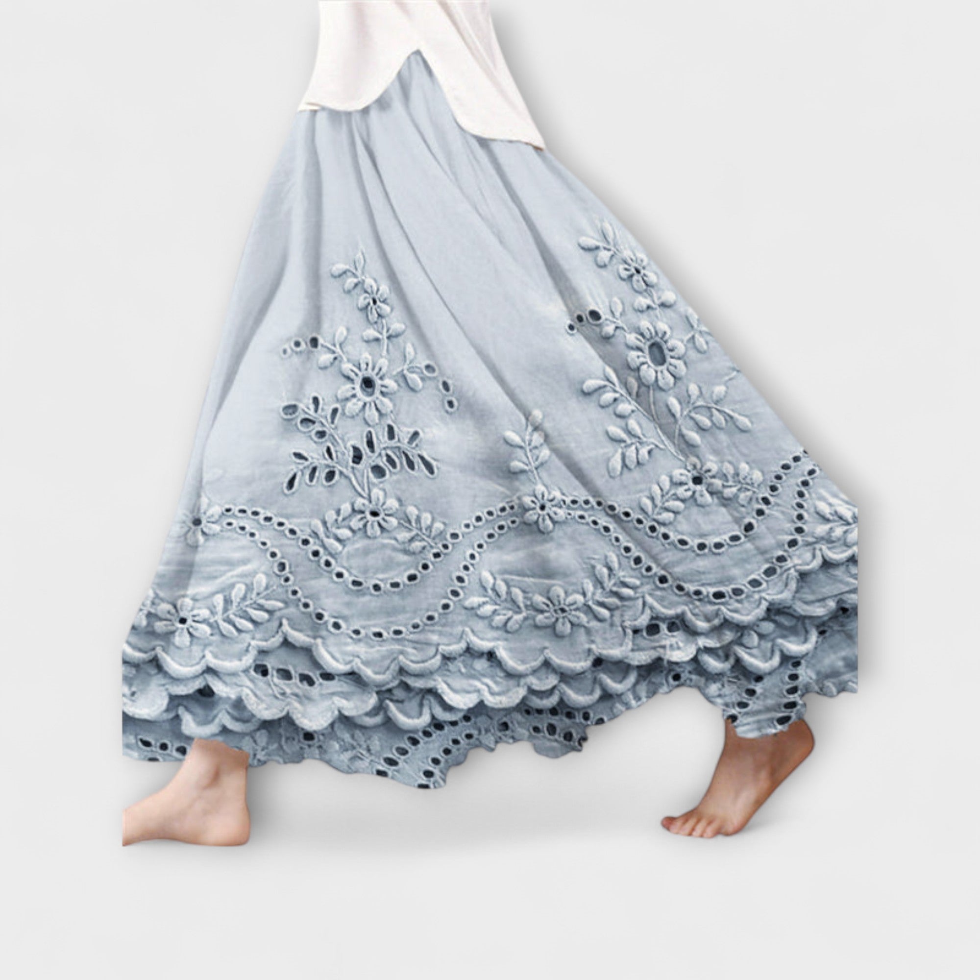 Luna – Boho Maxi Jurk met Borduursel