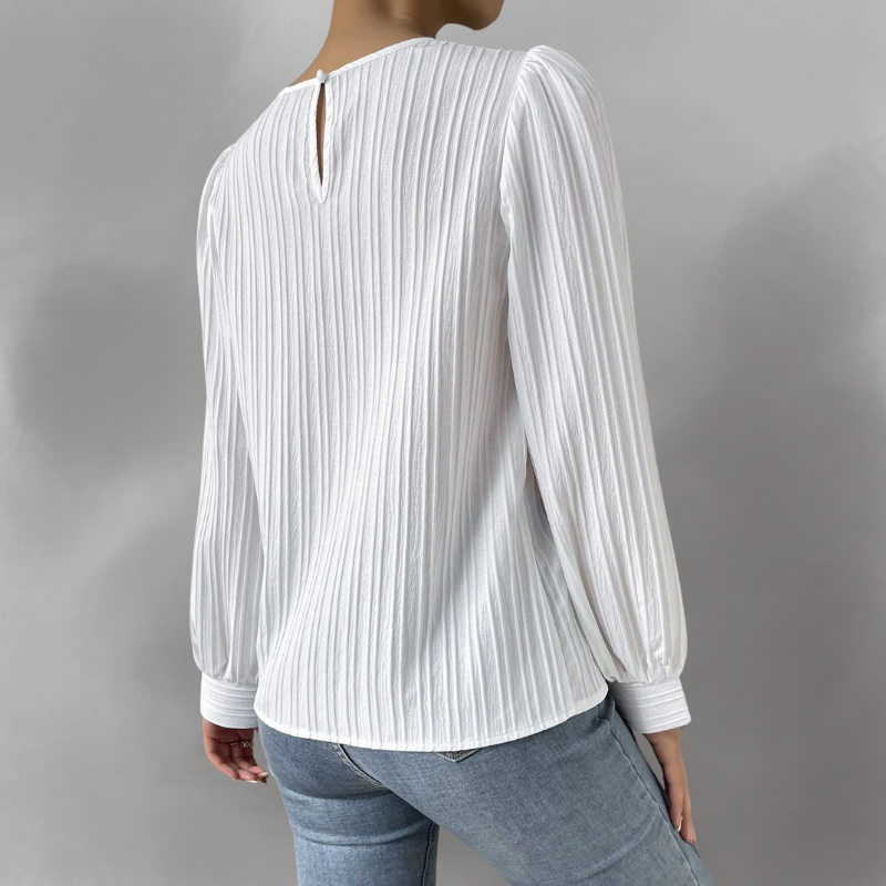 Carly – Geplooide blouse met lange mouwen