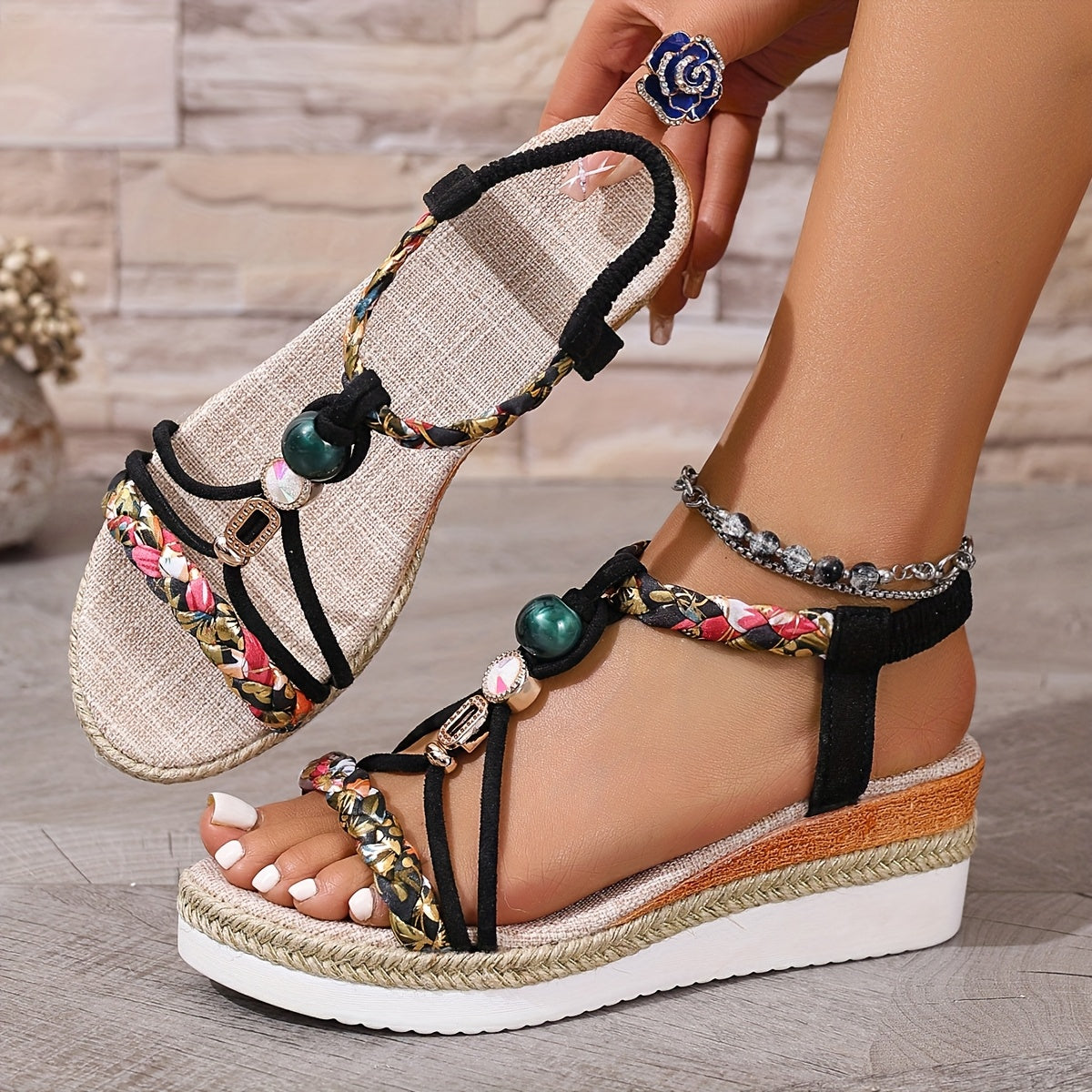 Belrose™ | sandaal met comfortabele wighak