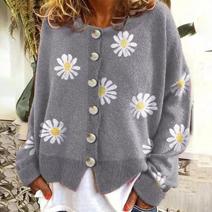 Angel | Warme Cardigan met Madeliefjes