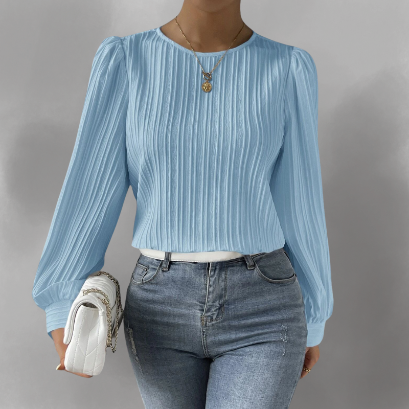 Carly – Geplooide blouse met lange mouwen
