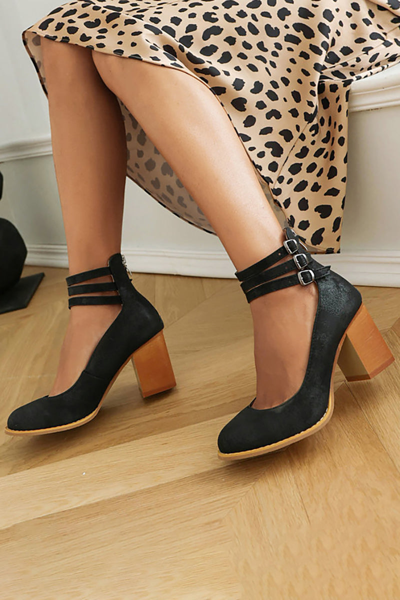 Carlijn – Elegante Herfst Sandalen met Enkelband en Blokhak