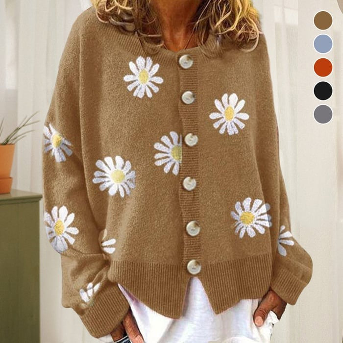 Angel | Warme Cardigan met Madeliefjes