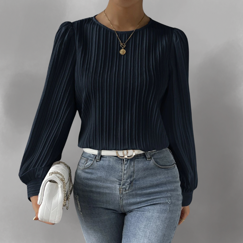 Carly – Geplooide blouse met lange mouwen