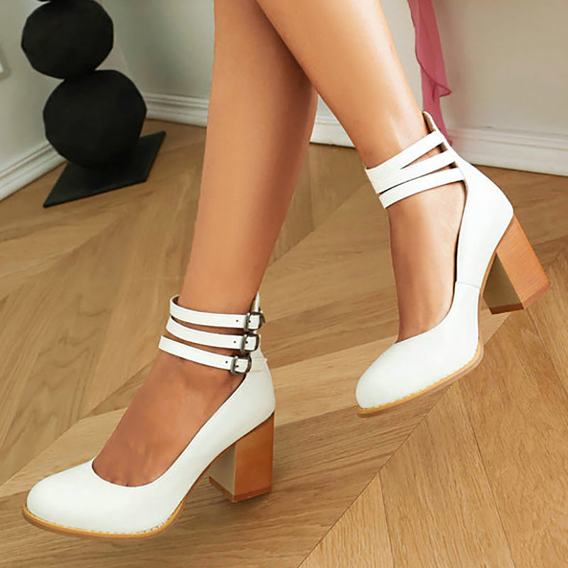 Carlijn – Elegante Herfst Sandalen met Enkelband en Blokhak