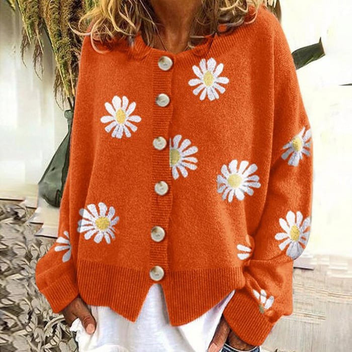 Angel | Warme Cardigan met Madeliefjes