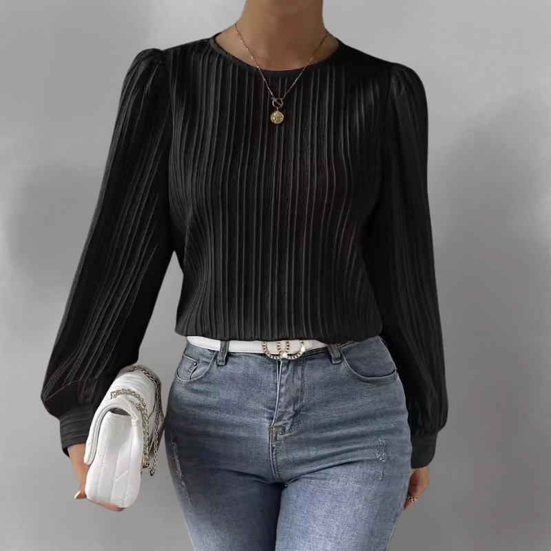 Carly – Geplooide blouse met lange mouwen