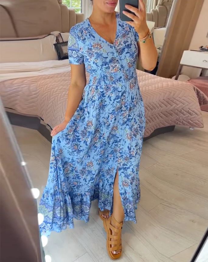 Sofia™ | Jurk met V-hals en bloemenprint