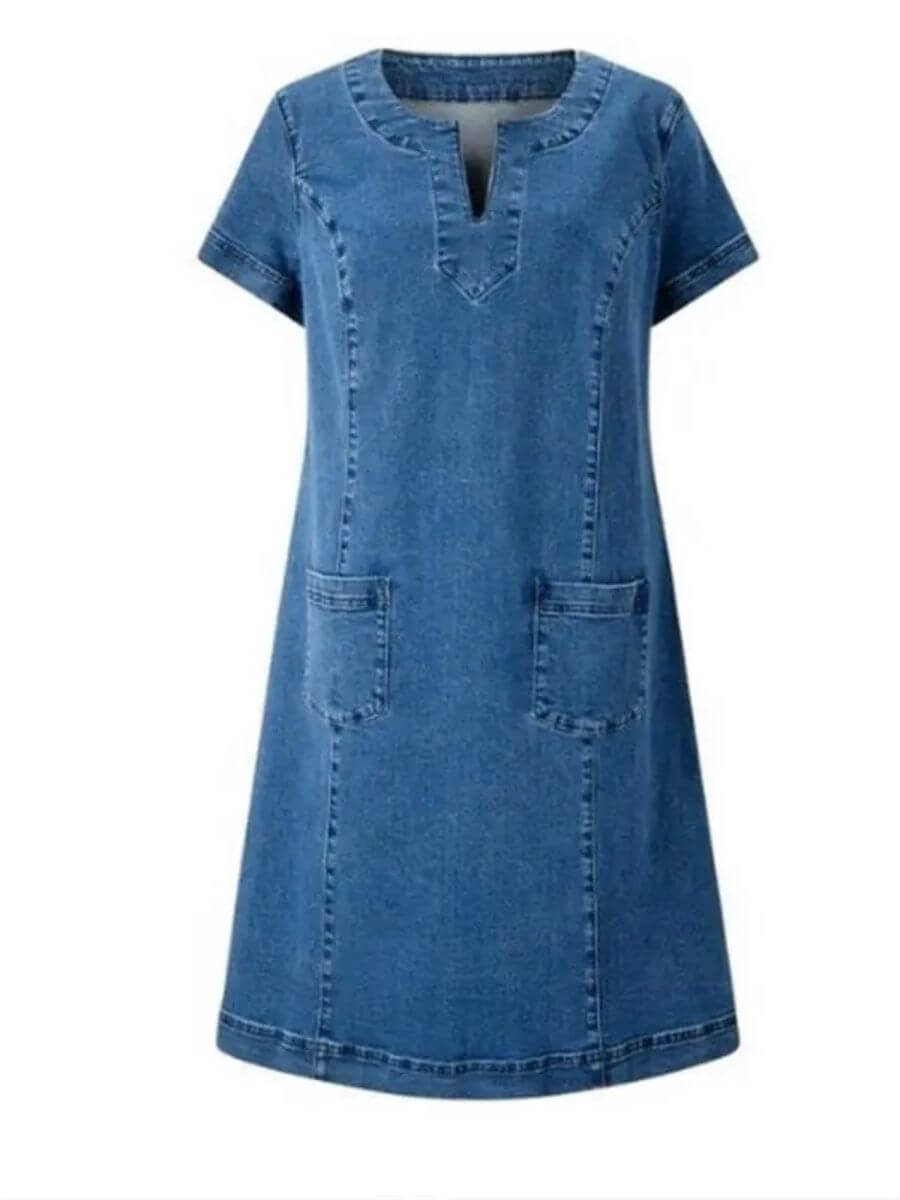 Janina | Zomerse denimjurk met V-hals