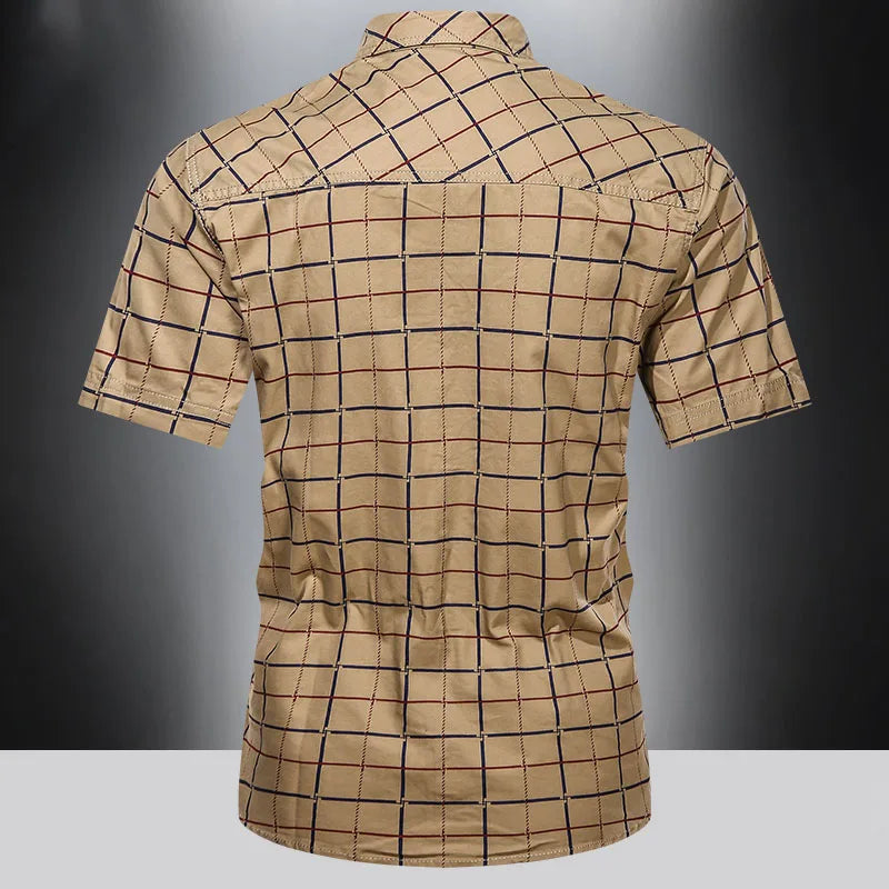 Theo | Elegant geruit overhemd met korte mouwen