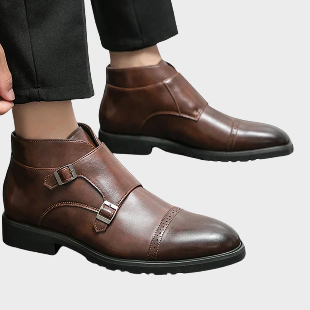 Ad | Luxe Leren Enkellaars met Gespen
