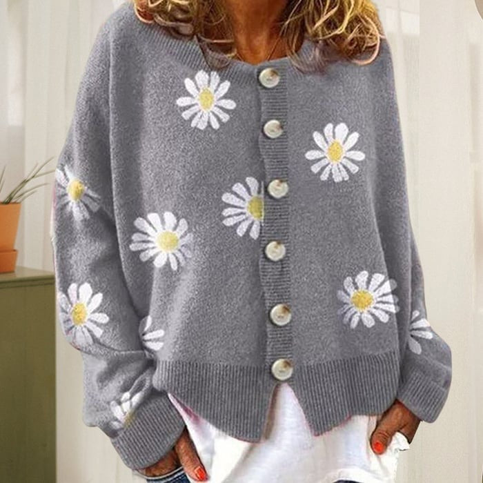 Angel | Warme Cardigan met Madeliefjes