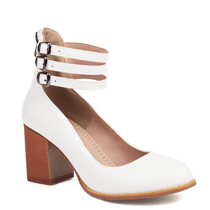 Carlijn – Elegante Herfst Sandalen met Enkelband en Blokhak