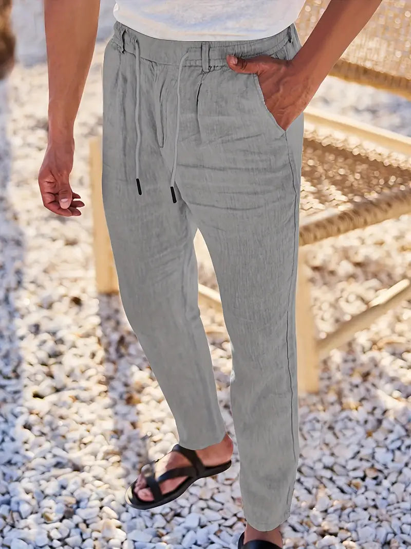 Van Der Waal™ | Linnen Broek met Trekkoord
