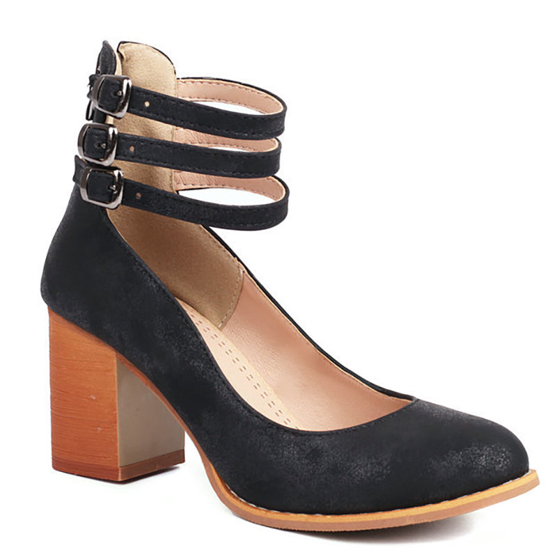 Carlijn – Elegante Herfst Sandalen met Enkelband en Blokhak