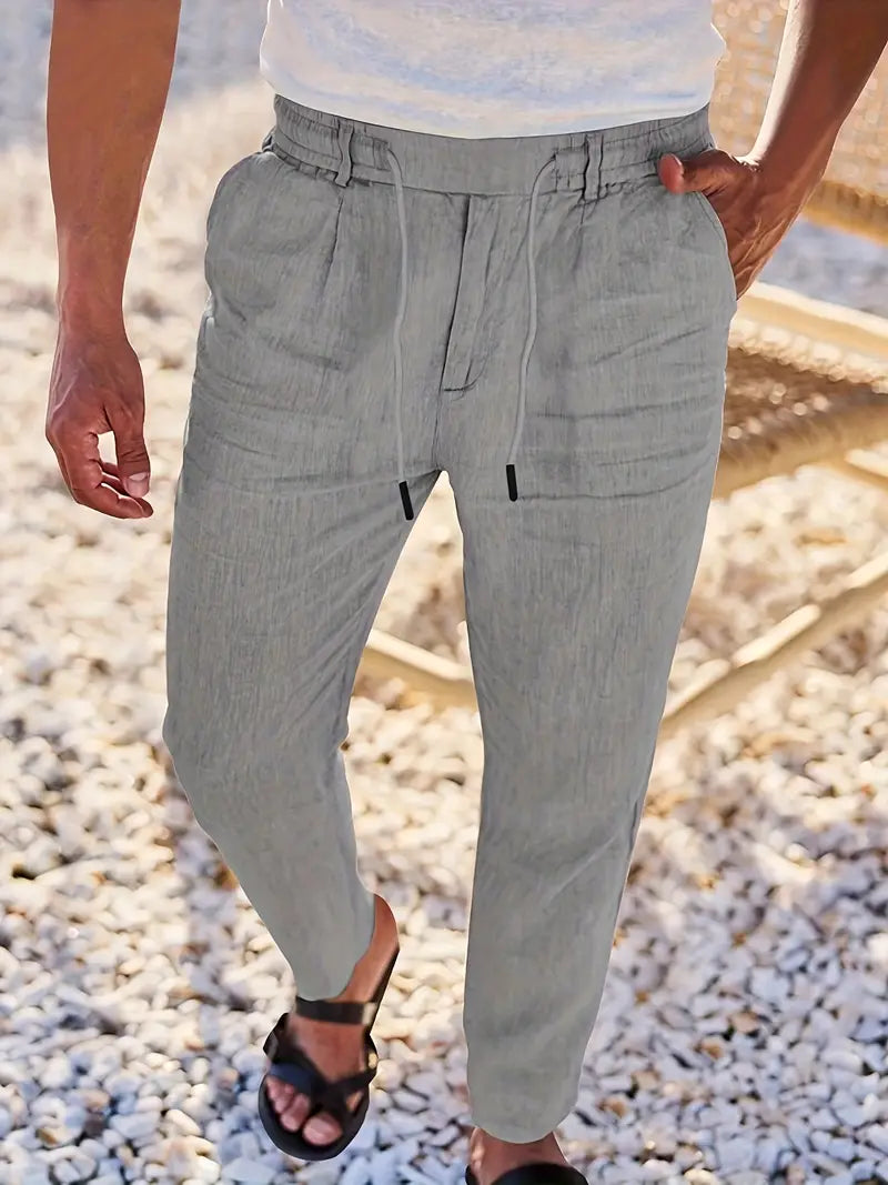 Van Der Waal™ | Linnen Broek met Trekkoord