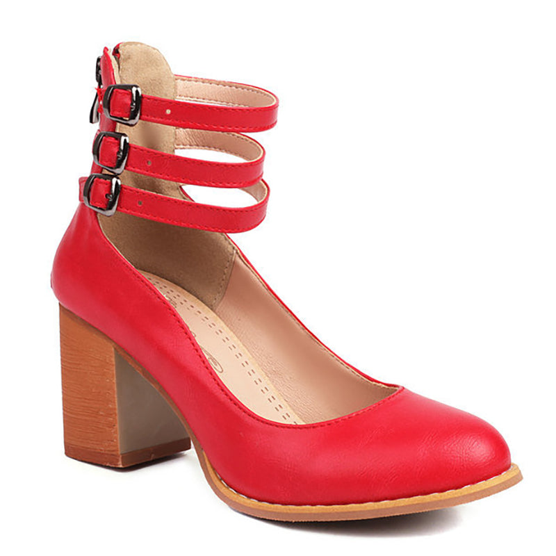 Carlijn – Elegante Herfst Sandalen met Enkelband en Blokhak