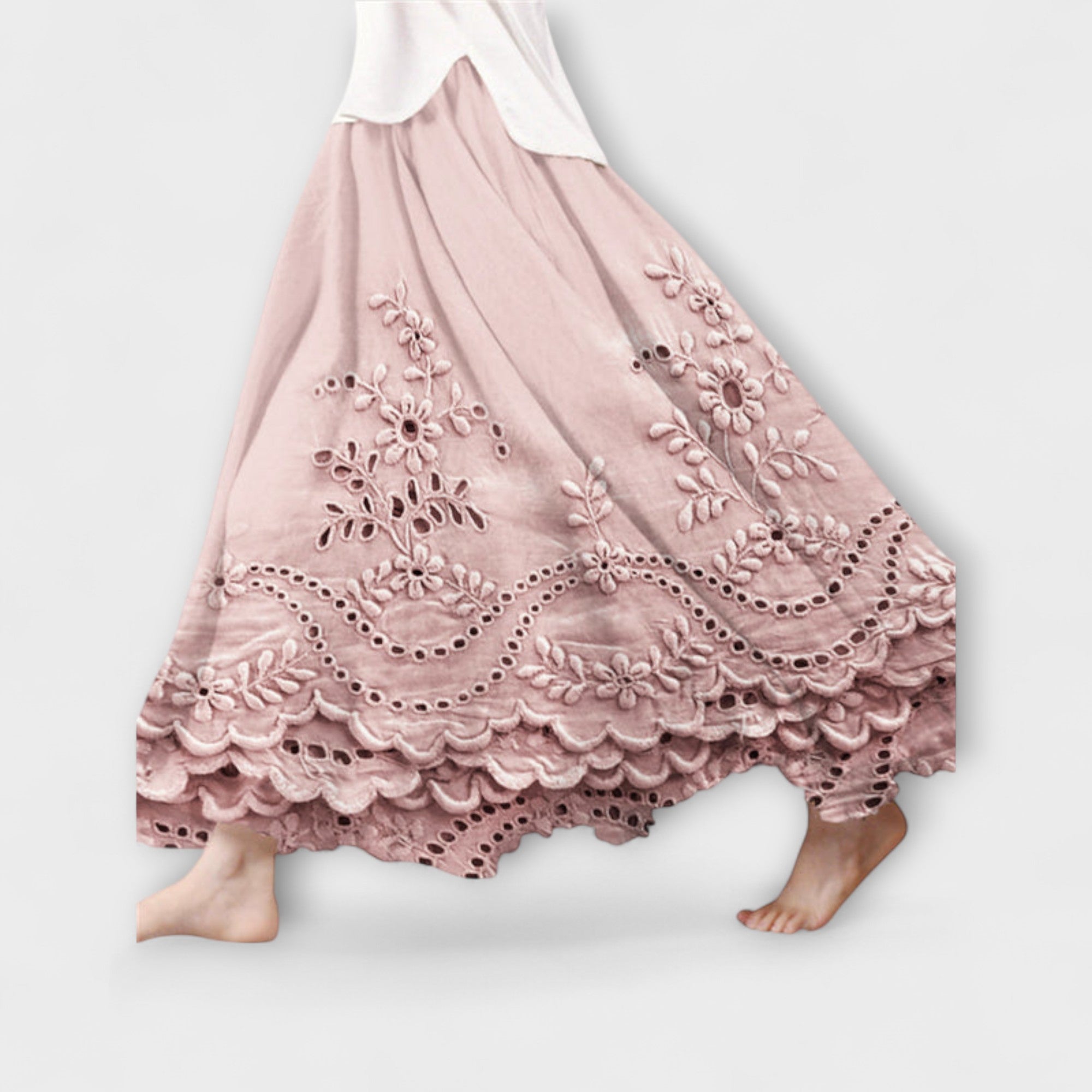 Luna – Boho Maxi Jurk met Borduursel