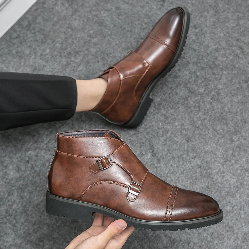 Ad | Luxe Leren Enkellaars met Gespen
