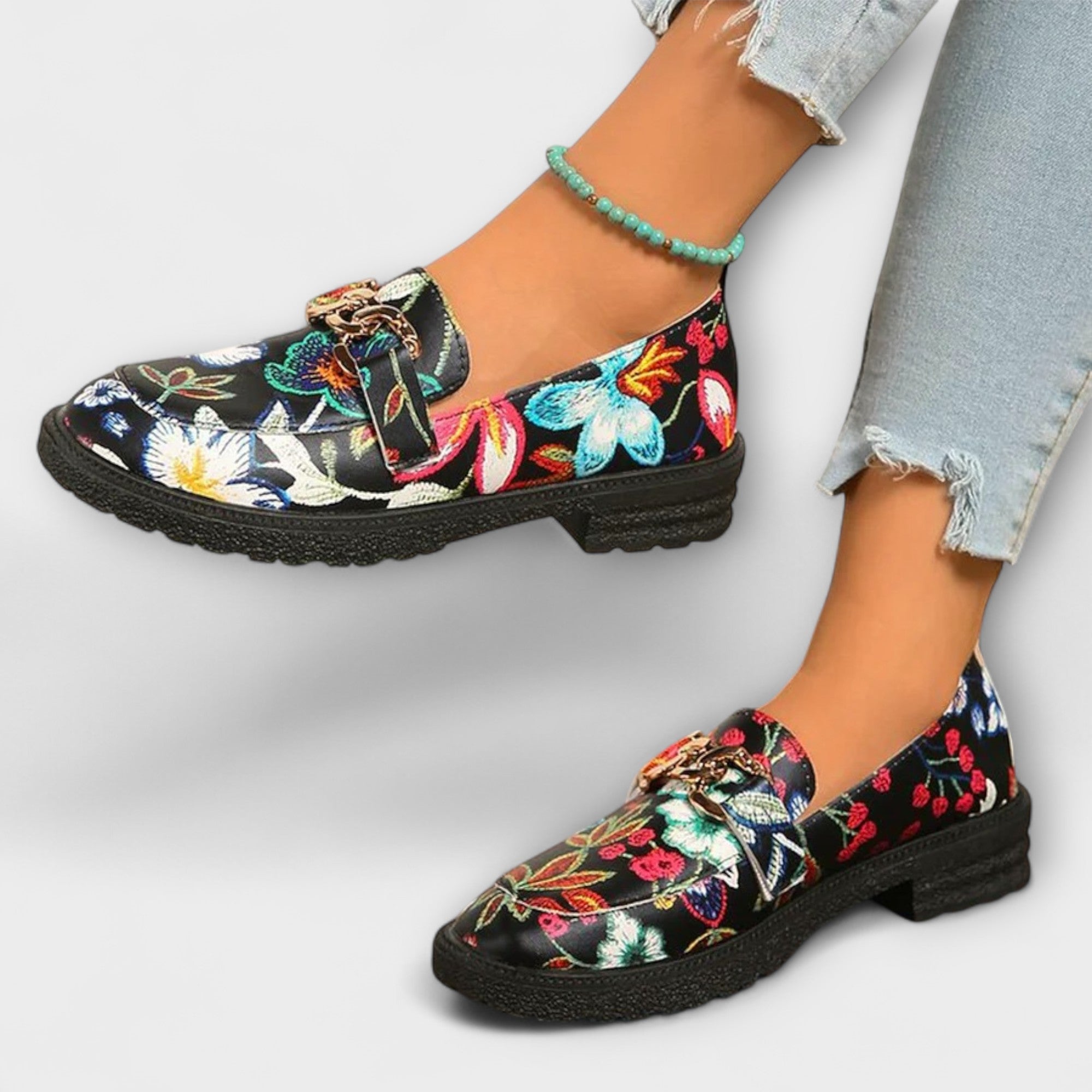 Orla – Multikleurige Instappers met Bloemenpatroon