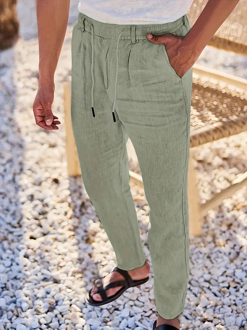 Van Der Waal™ | Linnen Broek met Trekkoord