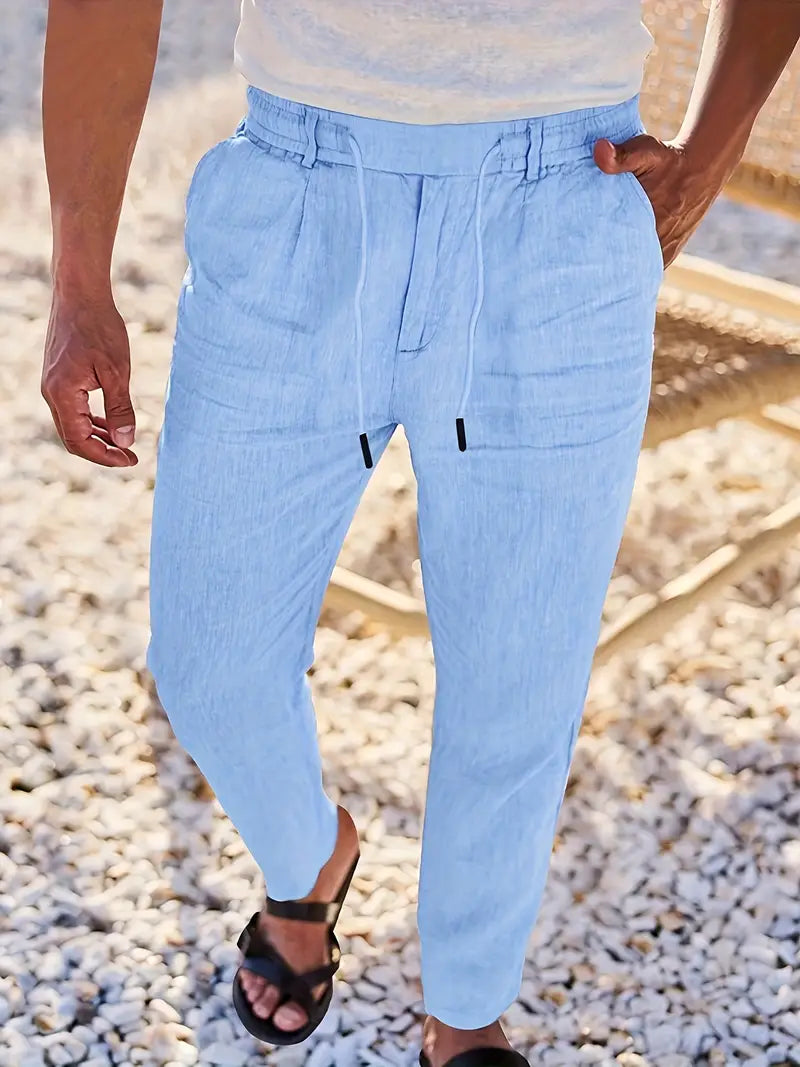 Van Der Waal™ | Linnen Broek met Trekkoord