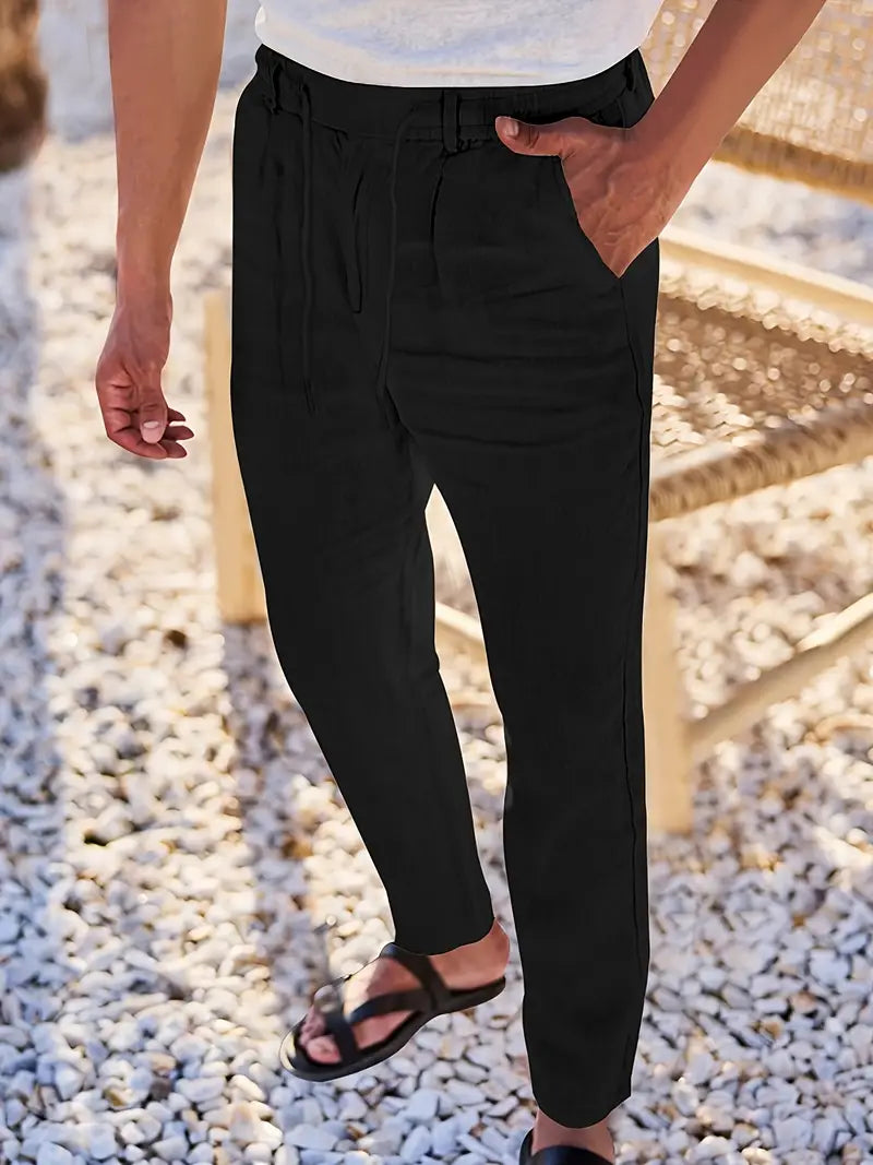 Van Der Waal™ | Linnen Broek met Trekkoord