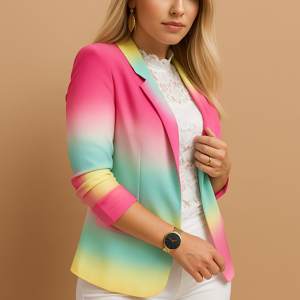 Rivka | Elegante Blazer voor Dames met Vrolijke Print en Sjaalkraag