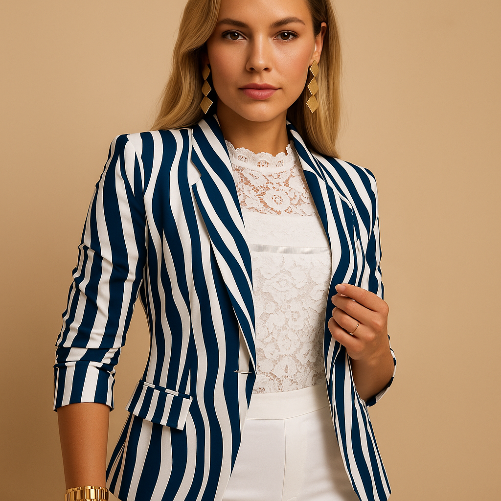 Rivka | Elegante Blazer voor Dames met Vrolijke Print en Sjaalkraag